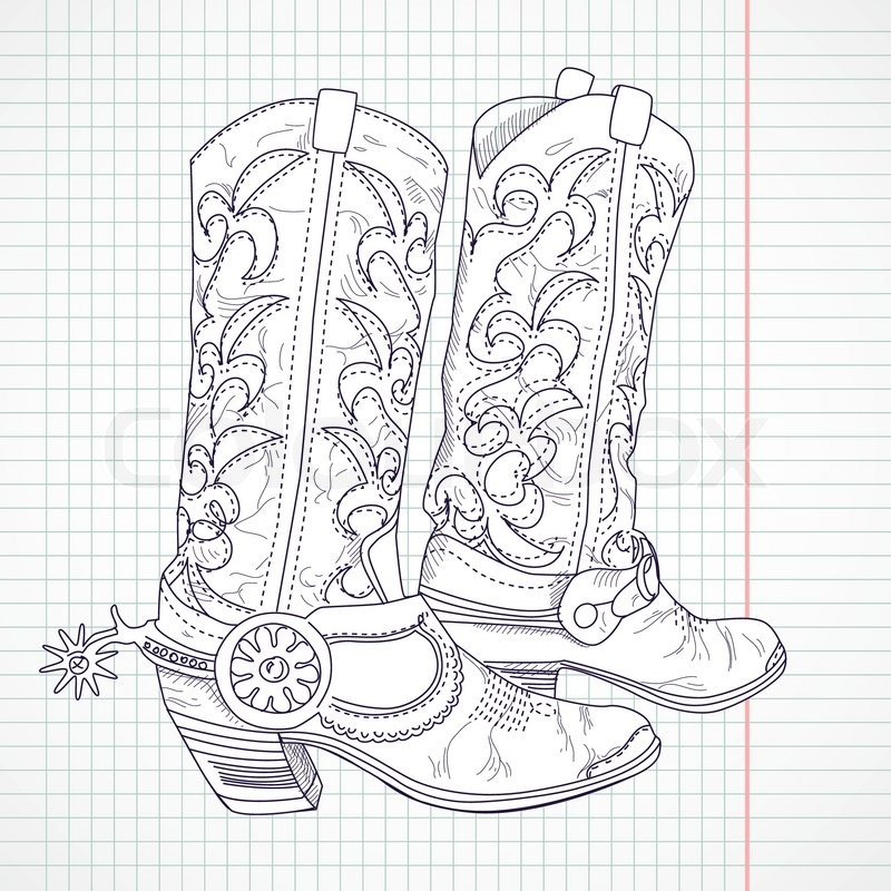 Hand Drawn Sketch Of A Cowboy Boots Stock Vector Colourbox 800x800 Hand Drawn Sketch Of A Cowboy Boots Stock Vector Colourbox