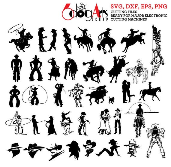 Cowboy Cowgirl Clip Arts Digital Dxf Etsy 570x556 Cowboy Cowgirl Clip Arts Digital Dxf Etsy