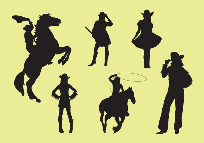 Vector Illustration Of Cowgirl Silhouettes 700x490 Vector Illustration Of Cowgirl Silhouettes