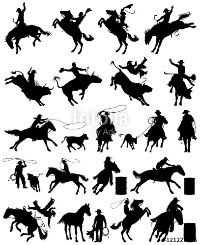 Cowboy And Cowgirl Rodeo Vector Silhouettes Collection Stock 407x500 Cowboy And Cowgirl Rodeo Vector Silhouettes Collection Stock