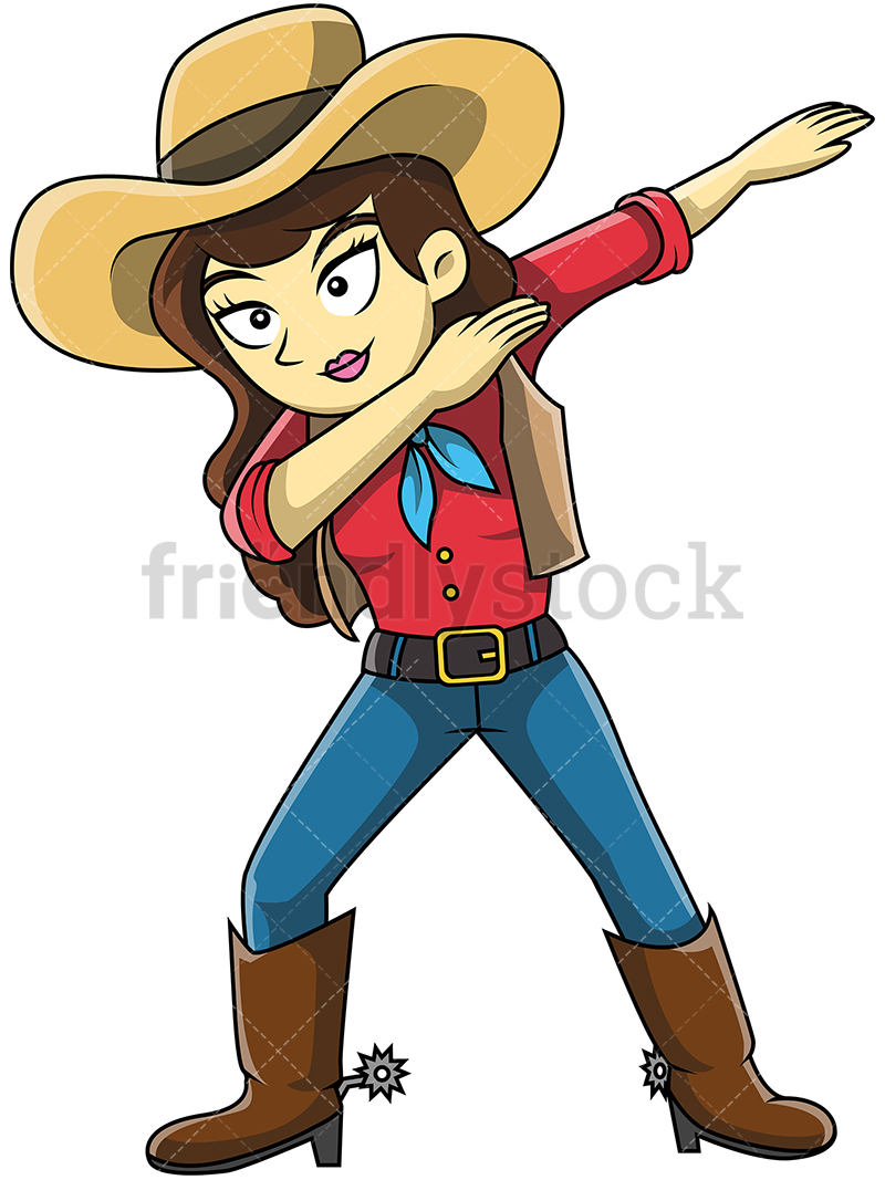 800x1067 Dabbing Cowgirl Cartoon Clipart Vector