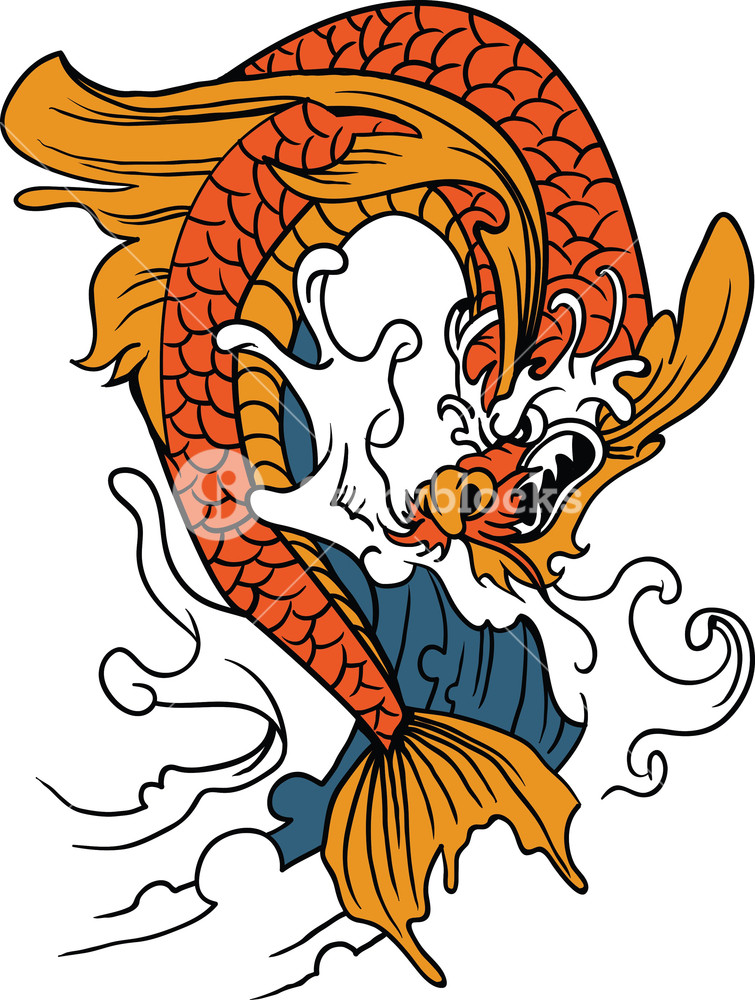755x1000 Vector Koi Fish Royalty Free Stock Image