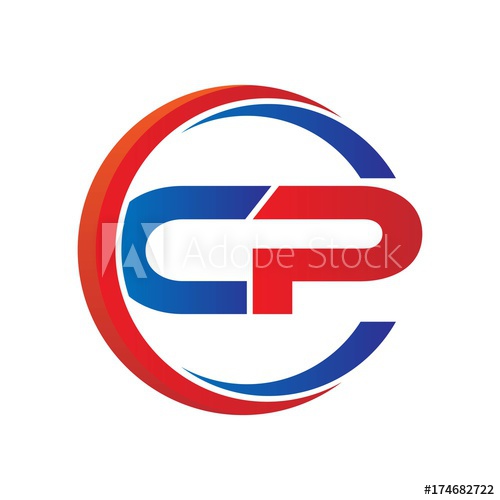 500x500 Cp Logo Vector Modern Initial Swoosh Circle Blue And Red