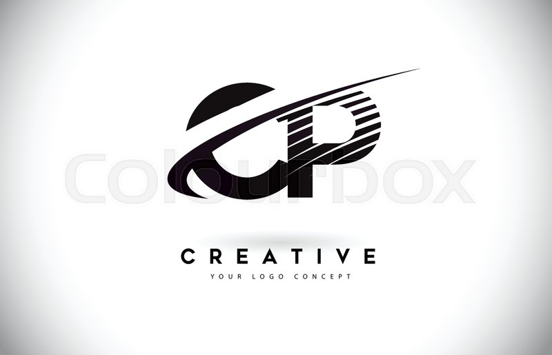 800x515 Cp C P Letter Logo Design With Swoosh Stock Vector Colourbox