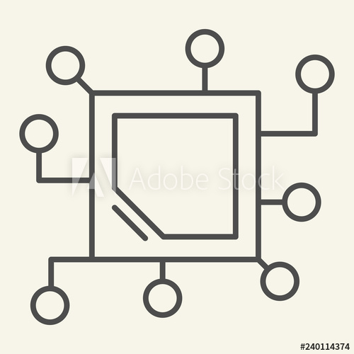 500x500 Memory Chip Thin Line Icon Cpu Vector Illustration Isolated