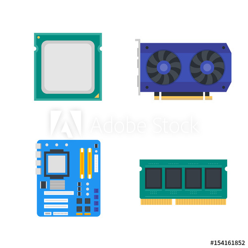 500x500 Computer Components Icons, Motherboard, Memory, Video Card, Cpu