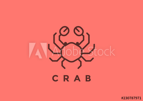 500x354 Crab Logo Vector Design Geometric Linear Seafood Restaurant Icon