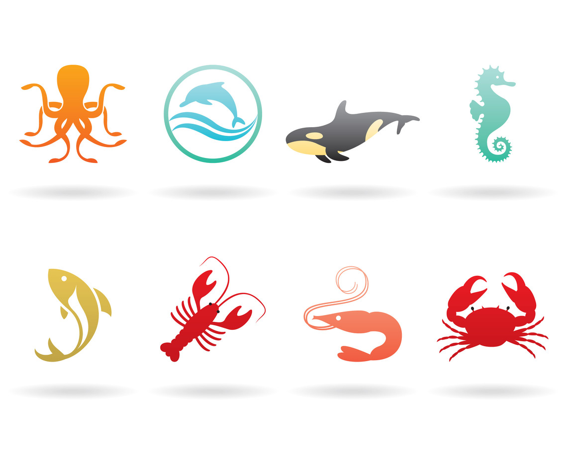 1136x936 Sea Animal Logos Vector Art Graphics