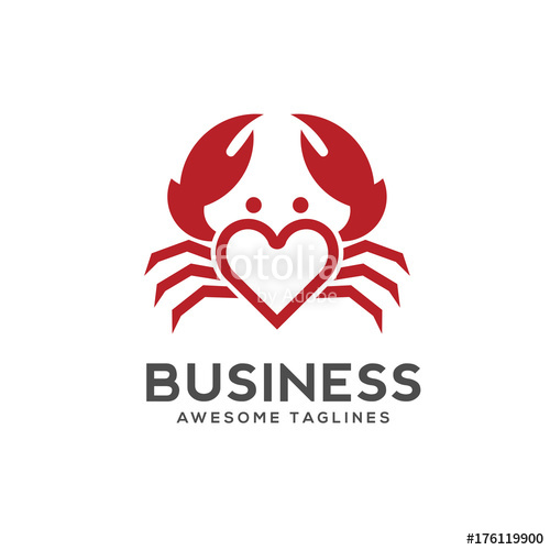 500x500 Love Crab Vector Illustration Logo Style Seafood Restaurant Logo