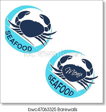 Vector Crab Silhouette Circular Seafood Symbols, Labels Isolated 362x382 Vector Crab Silhouette Circular Seafood Symbols, Labels Isolated