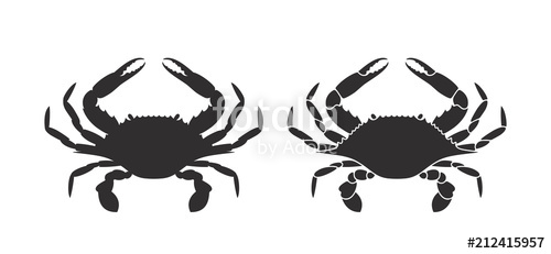 500x231 Crab Silhouette Logo Isolated Crab On White Background Stock