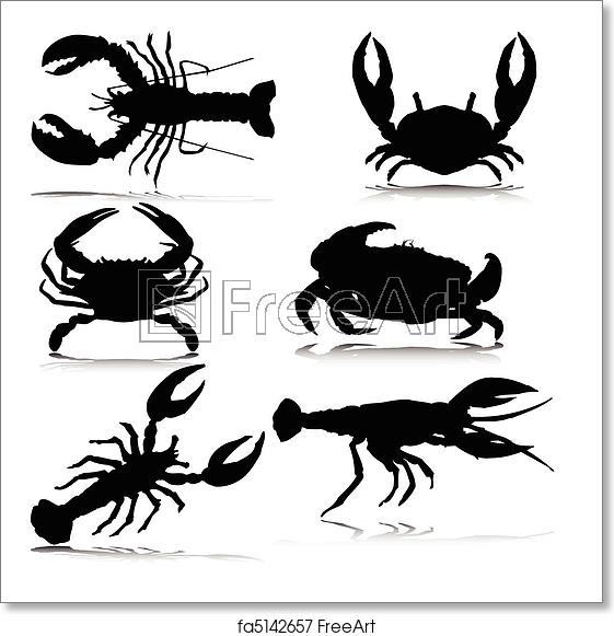 561x581 Free Art Print Of Sea Crabs Only Vector Silhouettes Freeart