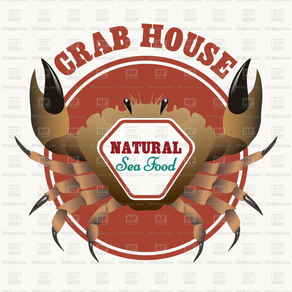 1200x1200 Sea Food Emblem With Crab Vector Image Of Food And Beverages