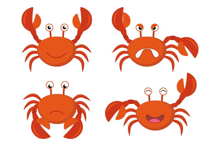 735x490 Cute Cartoon Red Crabs Vector Set