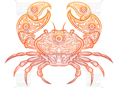 400x300 Hand Drawn Ornamental Crab Vector Image Of Plants And Animals