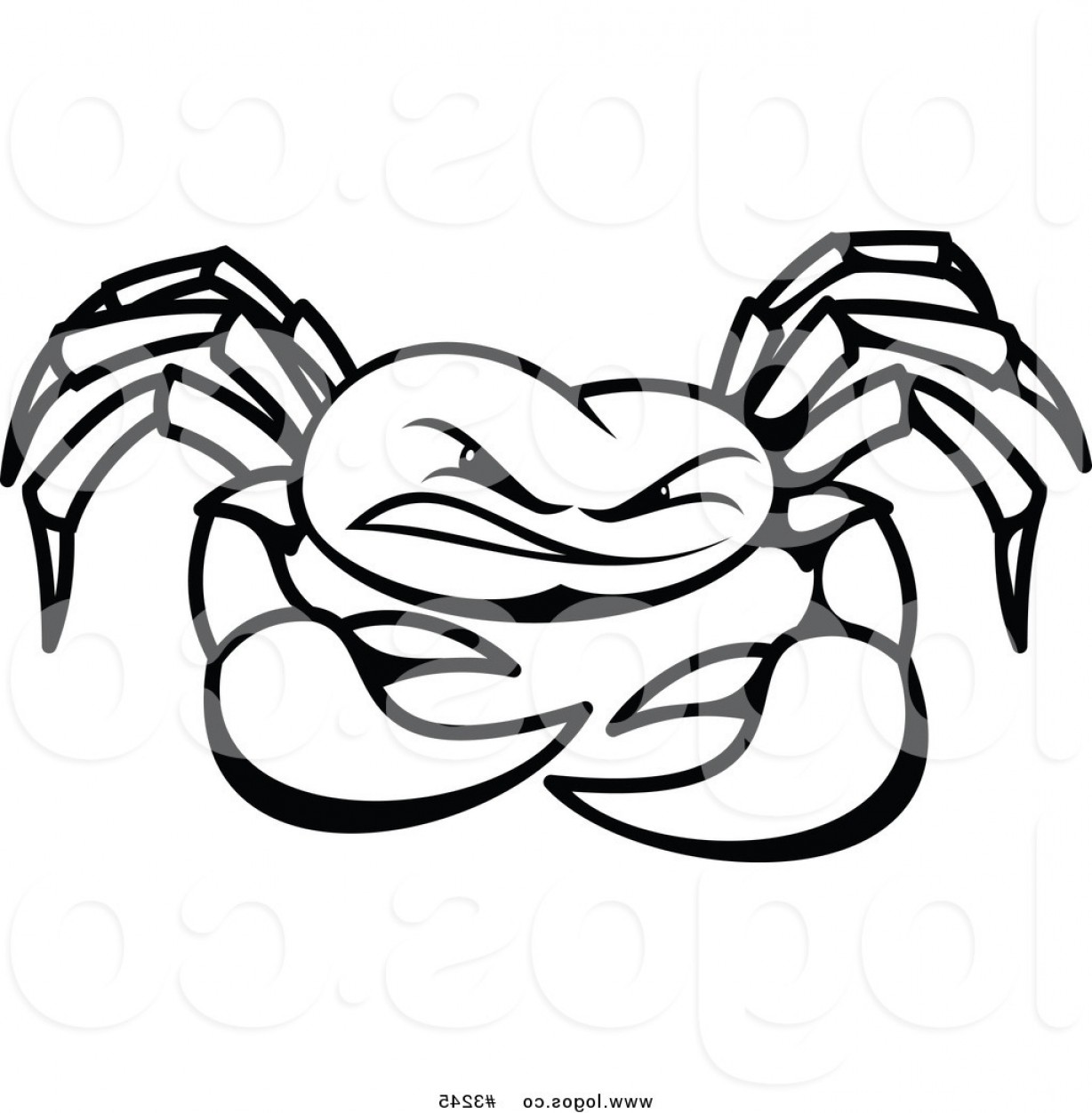 1228x1252 Royalty Free Vector Of A Black And White Crab Logo