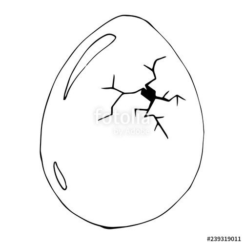 500x500 Cracked Egg Vector Illustration Of Egg Hand Drawn Cracked Egg
