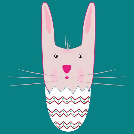 Happy Easter Bunny Inside A Cracked Egg Vector Illustration 450x450 Happy Easter Bunny Inside A Cracked Egg Vector Illustration