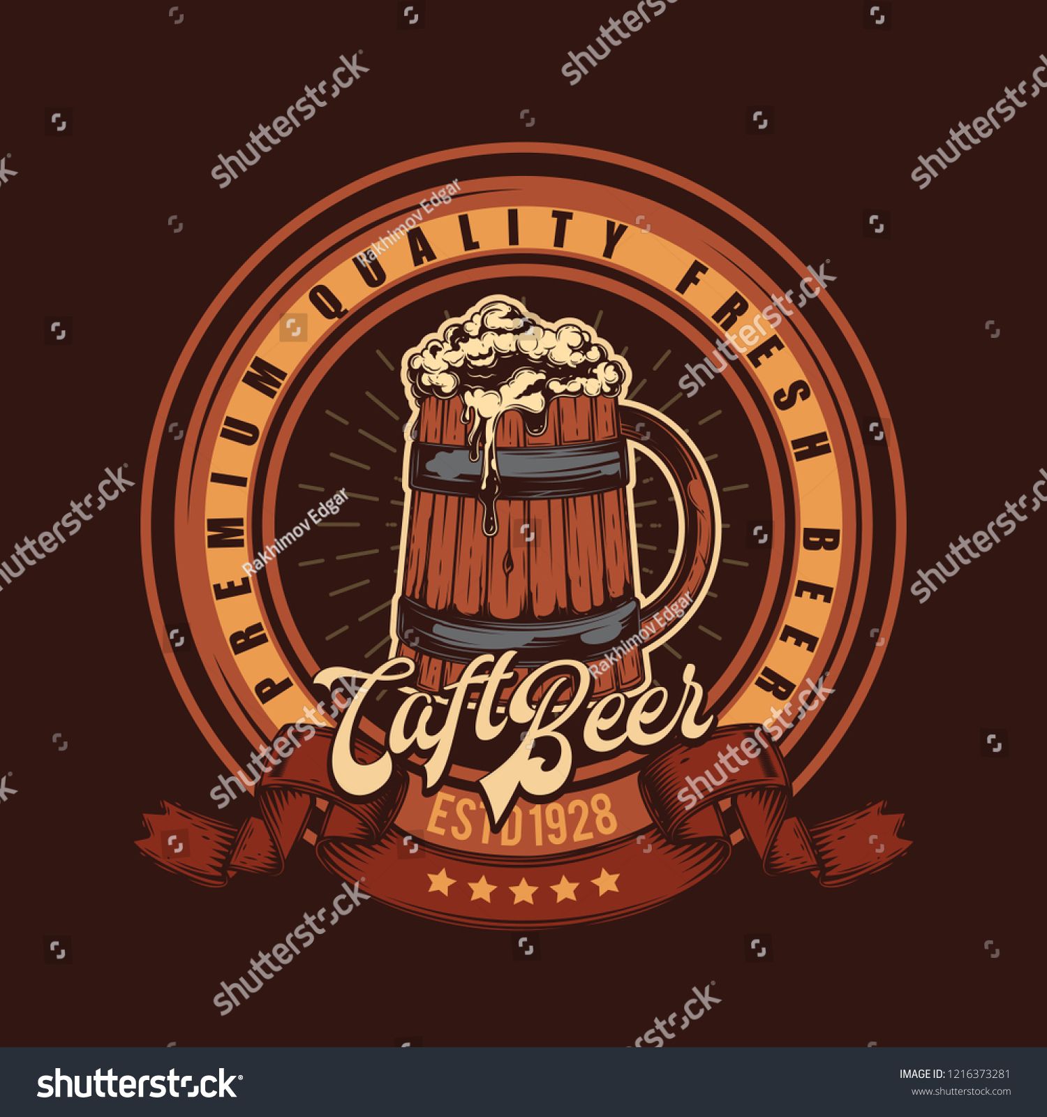 1500x1600 Colored Emblem Craft Beer Vector Illustration T Shirt Or Logo
