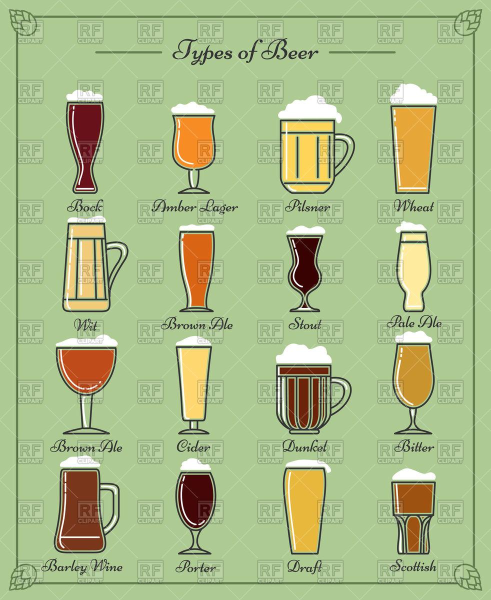 982x1200 Types Of Beer Line Icons