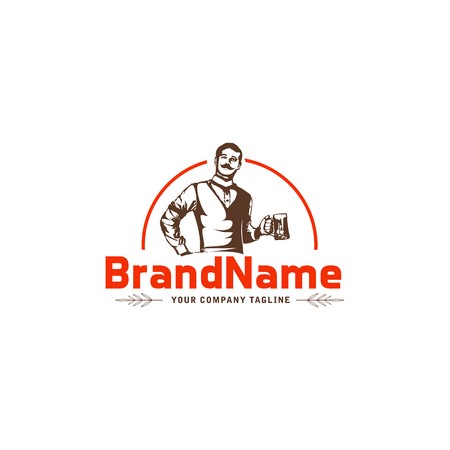 450x450 Young Hipster Man Holding Bottle Of Craft Beer Vector Label Design