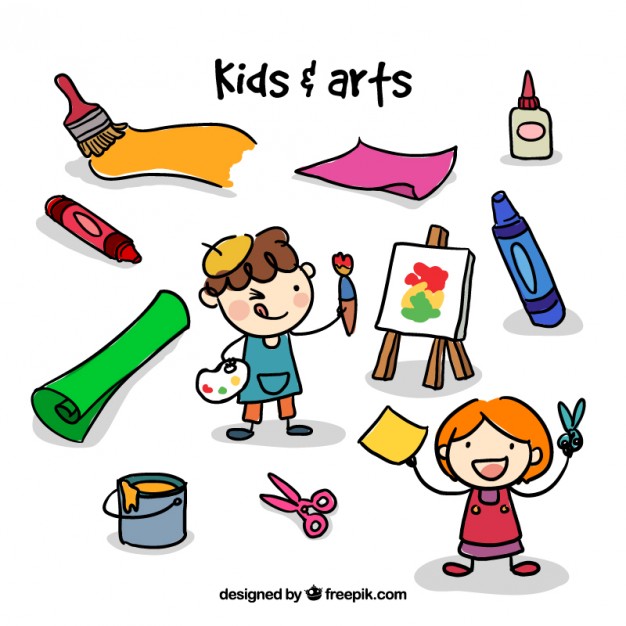 626x626 Sketches Artist Kids With Craft Elements Vector Premium Download