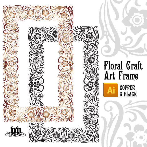 600x600 Vector Art Floral Craft Art Frame Vintage Vectors