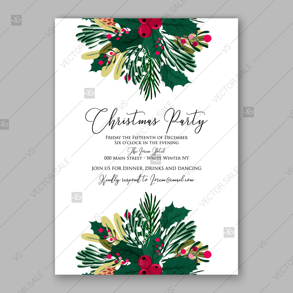 Winter Vector Christmas Greeting Card Fir Pine Cone Red Berry 600x600 Winter Vector Christmas Greeting Card Fir Pine Cone Red Berry