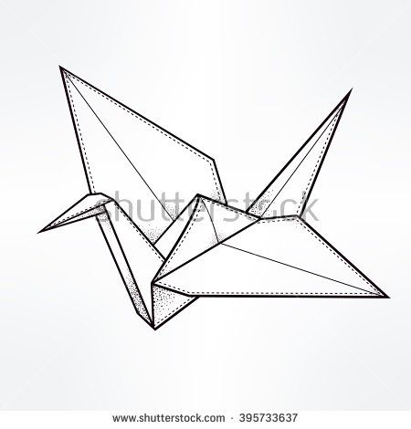 450x470 Origami Bird Paper Crane Stylized Triangle Polygonal Model Hand