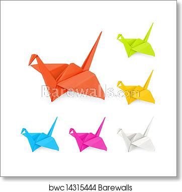 362x382 Origami Cranes, Vector, Art Print Barewalls Posters Prints