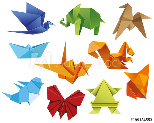 500x400 Origami A Set Of Origami Set Origami Butterfly, Crane, Frog