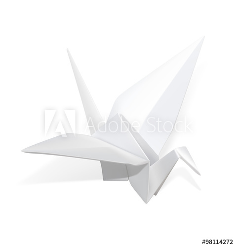 478x500 Realistic Paper Crane Origami Vector Illustration On White