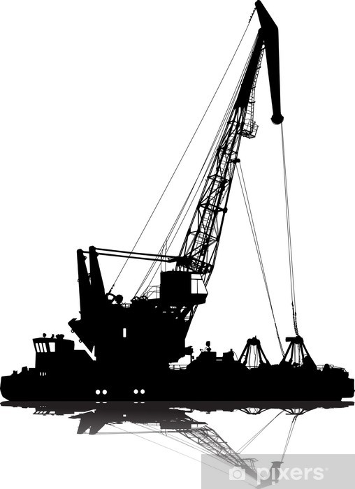 508x700 Vector Silhouette Of Floating Port Crane Wall Mural