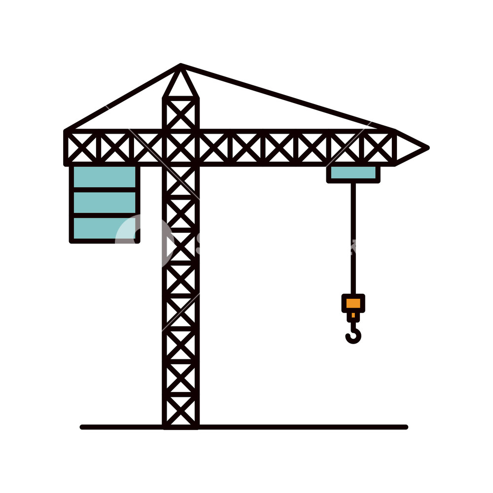1000x1000 Color Sketch Silhouette Crane Machinery For Construction Vector