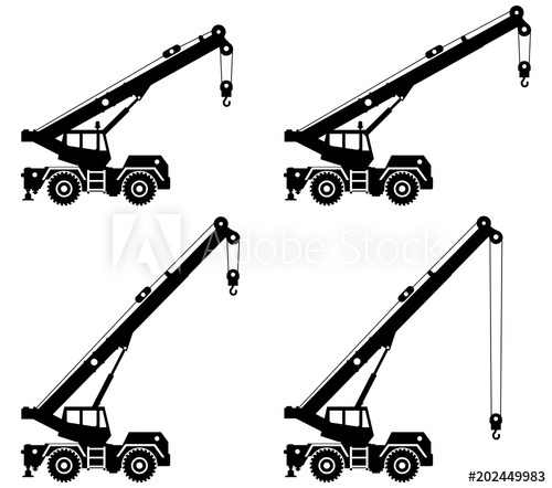 500x442 Silhouette Of Building Crane Truck With Different Boom Position
