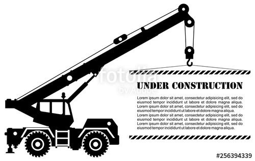 500x316 Under Construction Concept Silhouette Of Crane Truck With Poster