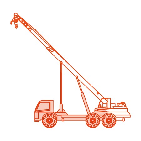 450x450 Orange Silhouette Shading Cartoon Construction Crane Truck Vector