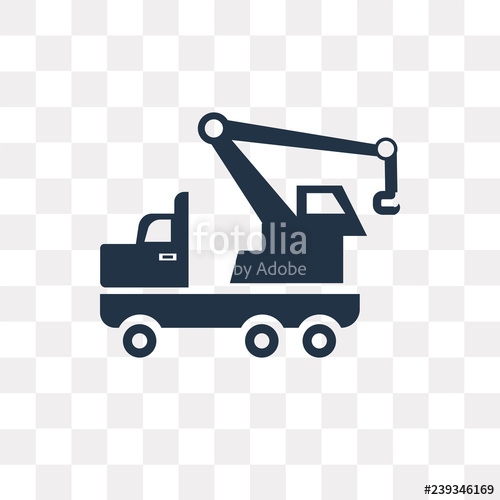 500x500 Crane Truck Vector Icon Isolated On Transparent Background, Crane