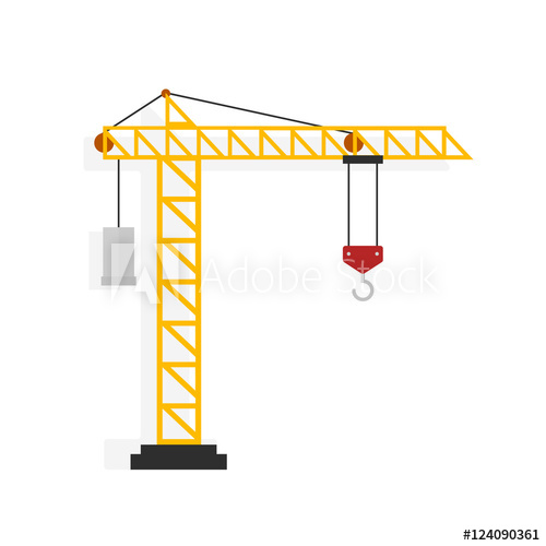 500x500 Crane Vector Illustration Isolated On White Background, Flat