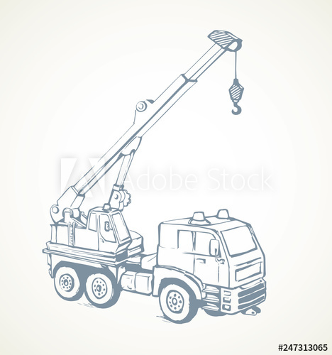 468x500 Machine With Crane Vector Drawing