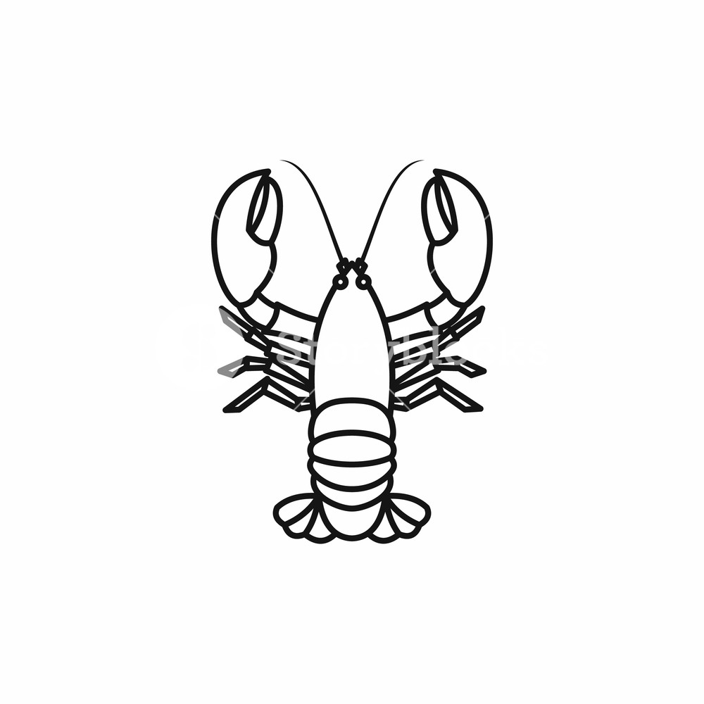 1000x1000 Crayfish Icon In Outline Style Isolated Vector Illustration