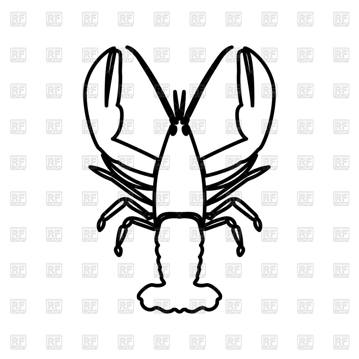 1200x1200 Srawfish Or Crayfish Outline On White Background Vector Image