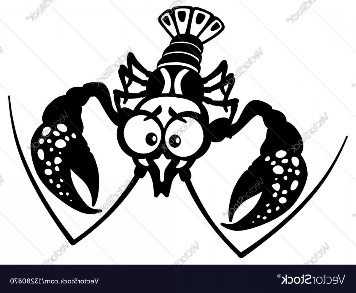 1200x990 Cartoon Crayfish Black White Vector Catchsplace
