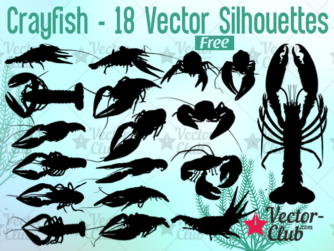 666x500 Crayfish Vector Silhouettes