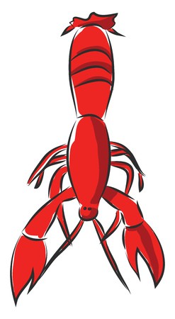 247x450 Red Crayfish Vector Illsutration On White Background Royalty