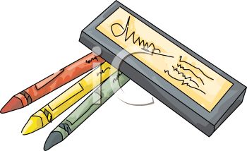 350x214 Picture Of Three Coloured Crayons And A Crayon Box In A Vector