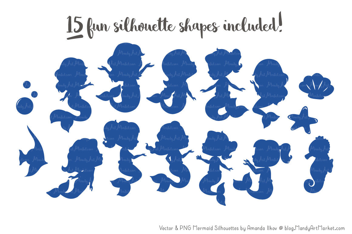 1160x772 Sweet Mermaid Silhouettes Vector Clipart In Crayon Box Boy