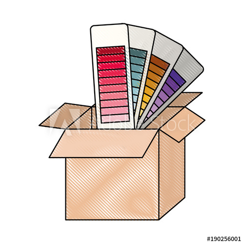 500x500 Cardboard Box And Color Palette Guide In Colored Crayon Silhouette