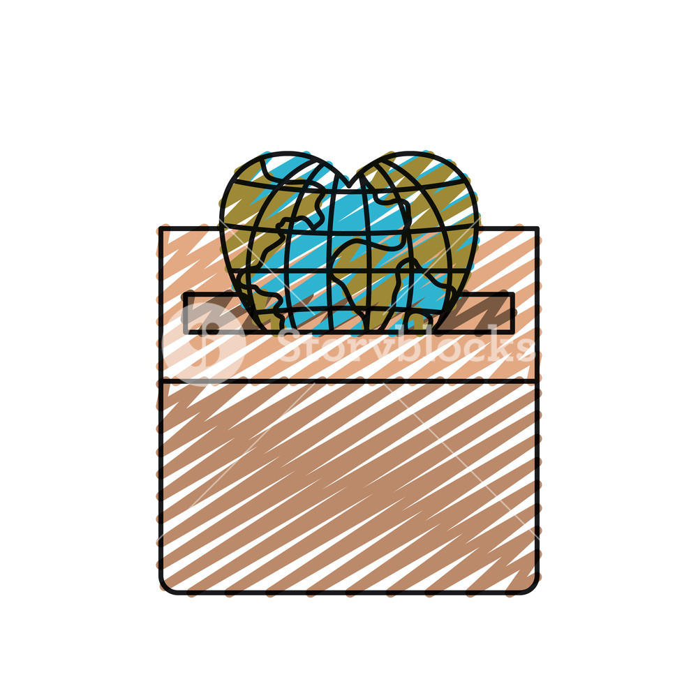 1000x1000 Color Crayon Silhouette Front View Flat Globe Earth World In Heart