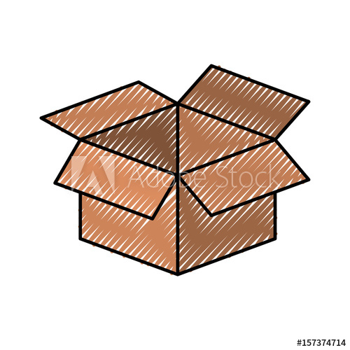 500x500 Colored Crayon Silhouette Of Box Of Cardboard Opened Vector
